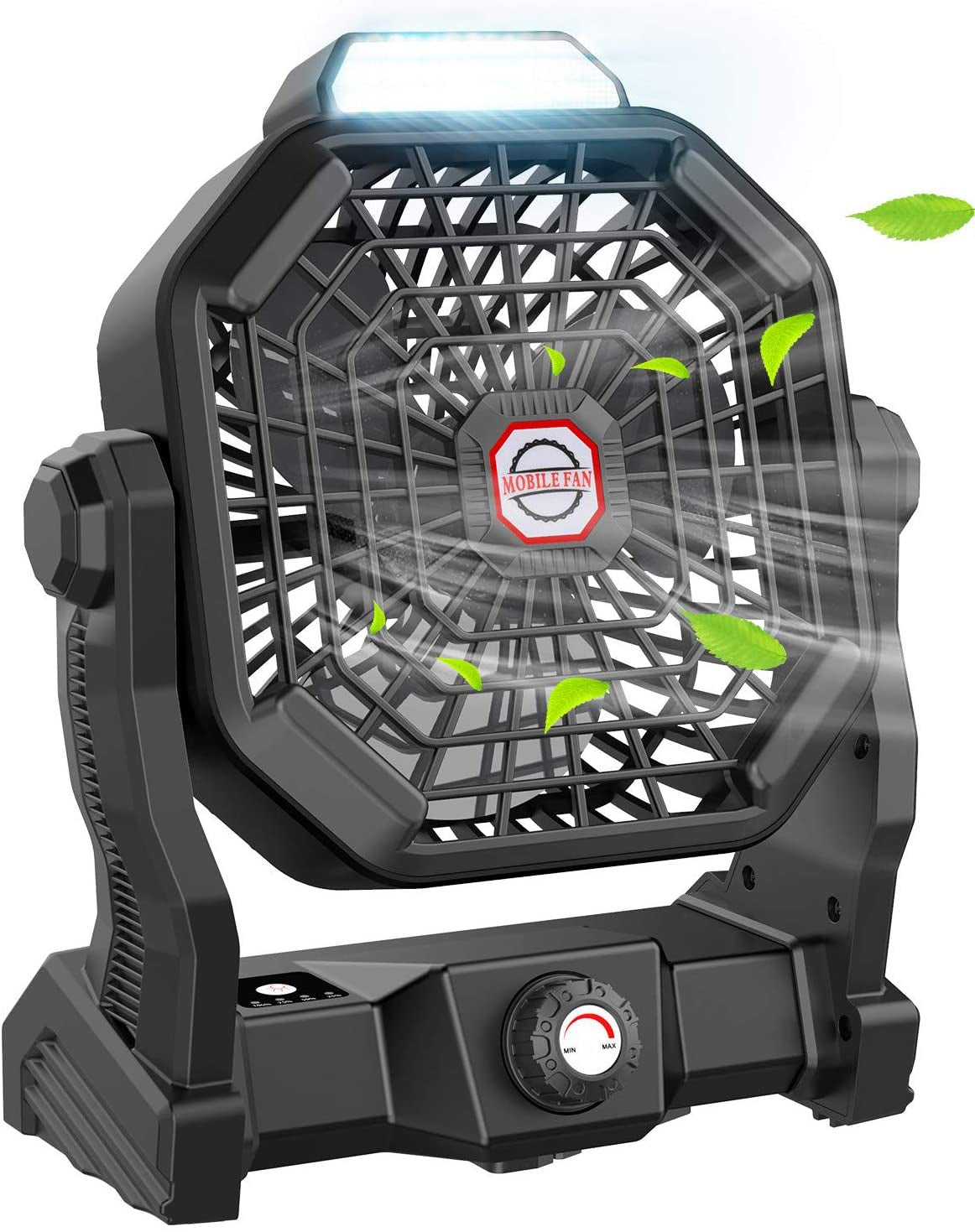 Portable Camping Fan, Rechargeable Battery Powered Tent Fans for Camp Hanging, [8-36Hrs Runtime], 9 Inch, Stepless Speed, Powerful&Quiet, for Picnic, Barbecue, Fishing, Travel, Home, Tent